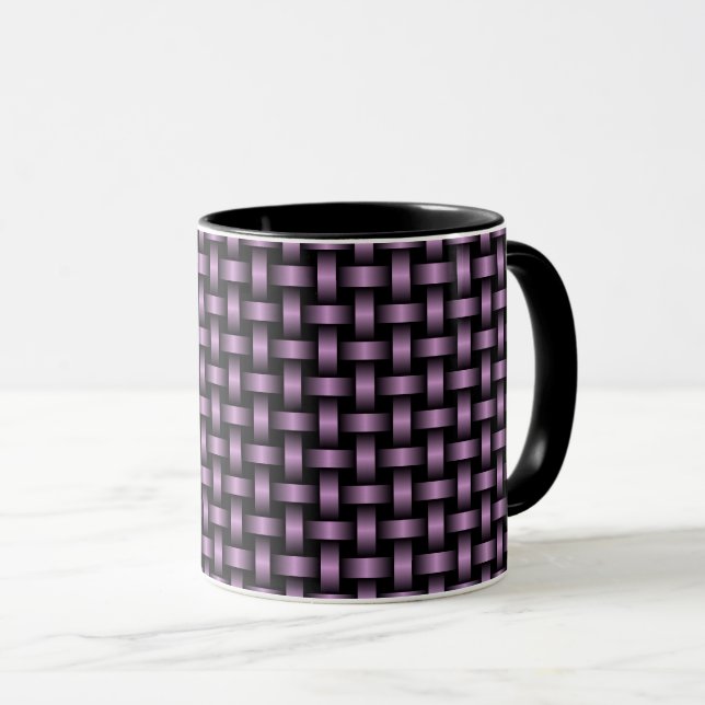 Caneca Padrão de Onda Preta Roxo (Frente Esquerda)