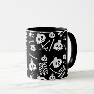 Caneca Padrão de Ossos do Skeleton do Halloween