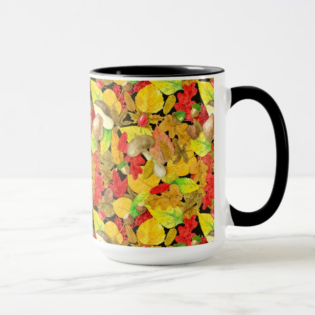 Caneca Padrão de outono da Aquarela (Direita)