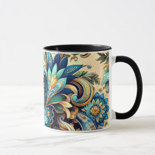 Caneca Padrão de Paisley em blues