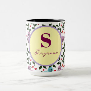 Caneca Padrão de pássaros personalizado e customizado