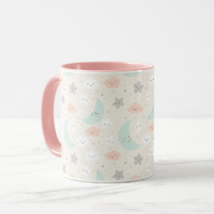 Caneca Padrão de Pastel Céu Sorridente