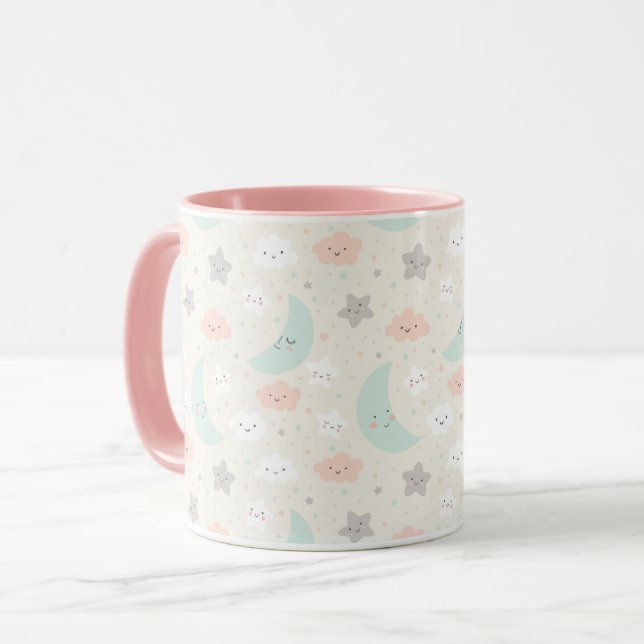 Caneca Padrão de Pastel Céu Sorridente (Frente Esquerda)