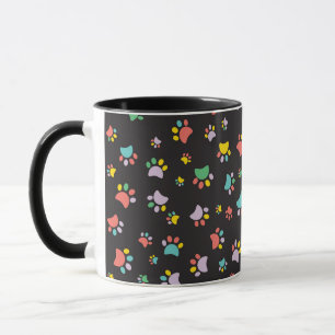 Caneca Padrão de patas coloridas para cães