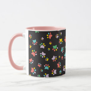 Caneca Padrão de patas coloridas para cães