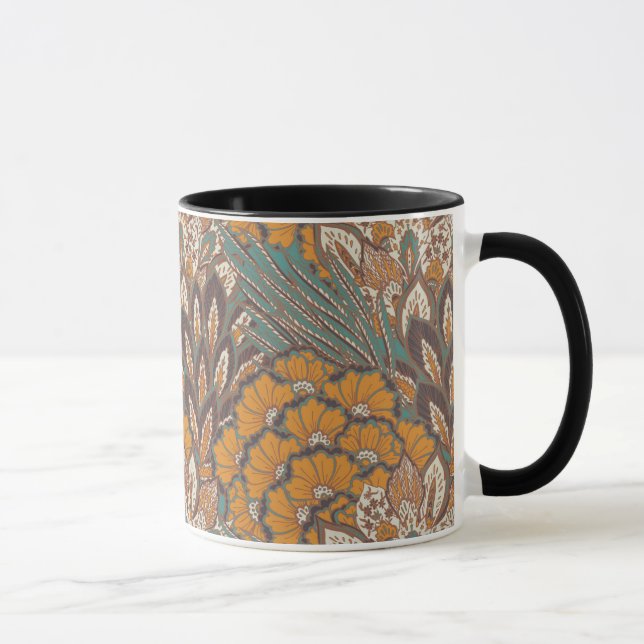 Caneca Padrão de pena de Abstrato Peacock (Direita)
