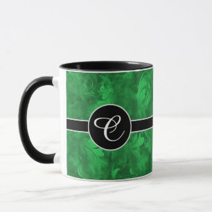 Caneca Padrão de pena verde do Abstrato de Monograma