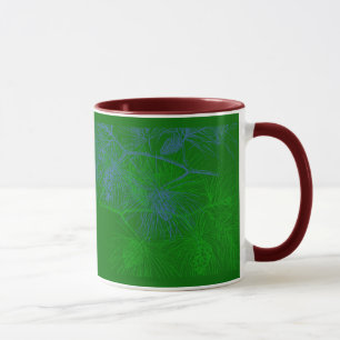 Caneca Padrão de pinheiro azul verde de Natal
