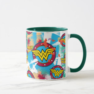 Caneca Padrão de Pintura de Spray da Mulher Maravilha