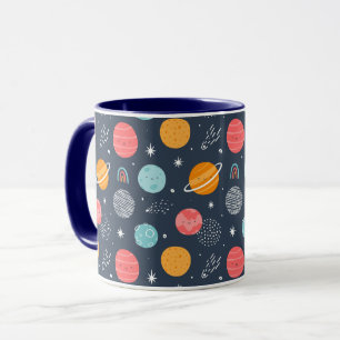 Caneca Padrão de planeta sorridente e bonito