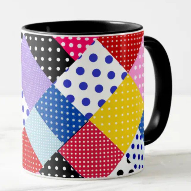Caneca Padrão de pontos mosaicos modernos coloridos (Criador carregado)
