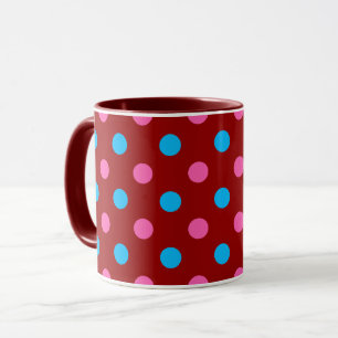 Caneca Padrão de Pontos Vermelho Rosa Azul