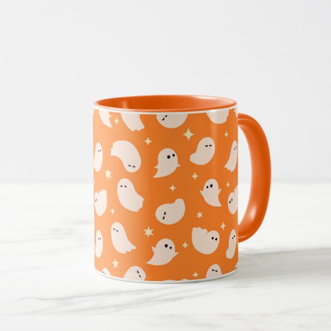 Caneca Padrão de porta fantasma laranja (Frente Esquerda)