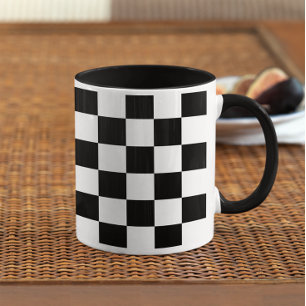 Caneca Padrão de Quadro de Verificação Preto e Branco