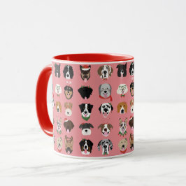 Caneca Padrão de Rosto de Cão de Natal