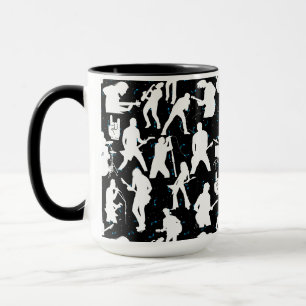 Caneca Padrão de silhueta de Banda rochosa.w preto BG