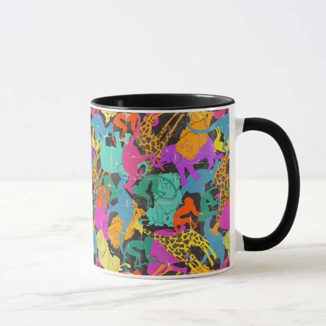 Caneca Padrão de Silhuetas Animais Retroativos (Direita)