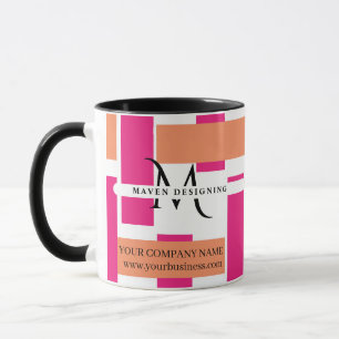 Caneca Padrão de Stripe Feminina do Monograma de Negócios