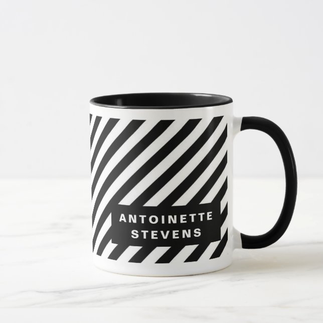 Caneca Padrão de Stripe Preta e Branca (Direita)