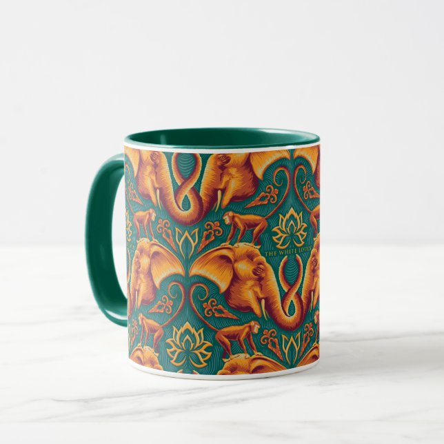 Caneca Padrão de tapeçaria Safari Exótico - O Lotus Branc (Frente Esquerda)