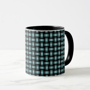Caneca Padrão de Tecido Preto Azul