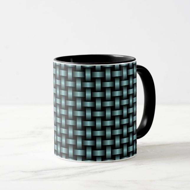 Caneca Padrão de Tecido Preto Azul (Frente Esquerda)