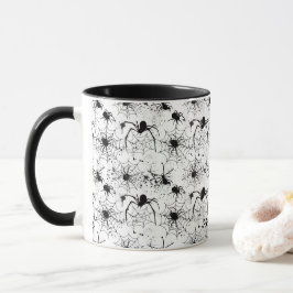 Caneca Padrão de Teia de Aranha de Halloween