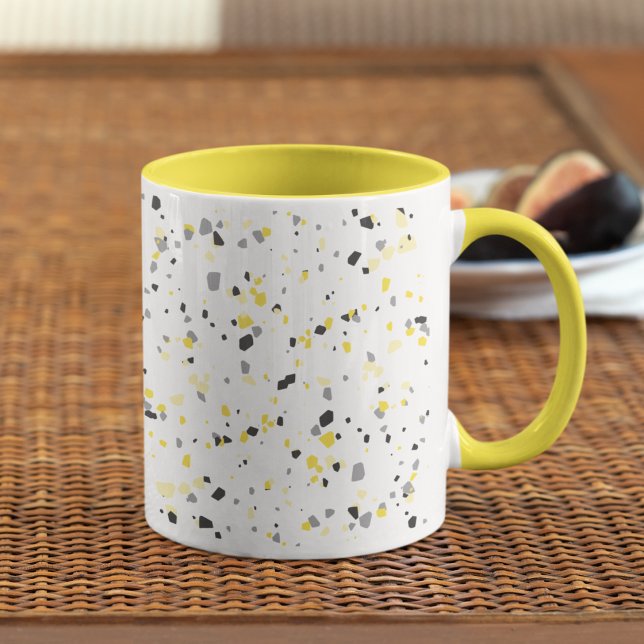Caneca Padrão de Terrazzo Geométrico Amarelo Cinza Modern (Criador carregado)