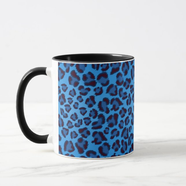 Caneca padrão de textura do leopardo azul (Esquerda)
