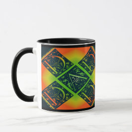 Caneca Padrão de Tipografia do Rico pai Preto e Laranja