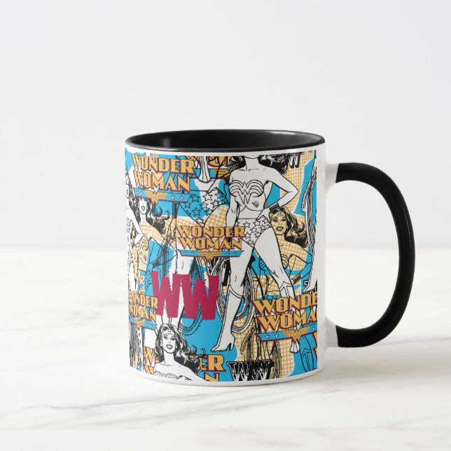 Caneca Padrão de Toss da Mulher Maravilha (Direita)