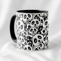 Padrão de Urso Panda Fofo Preto e Branco Moderno