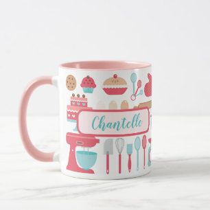 Caneca Padrão de utensílios de cozinha para panificação d