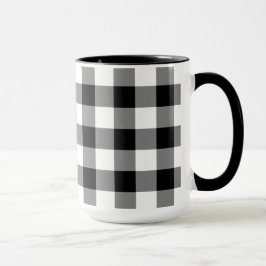 Caneca Padrão de Verificação de Buffalo Preto e Branco