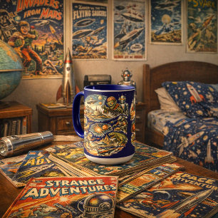 Caneca Padrão de Vinhetas de Arte de Quadrinhos de Ficção