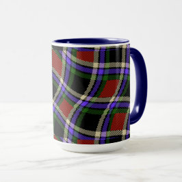 Caneca Padrão de Wavy Tartan Verde Vermelho Roxo Branco C