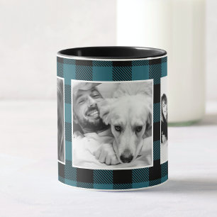 Caneca Padrão de Xadrez de Foto de Crianças da Família