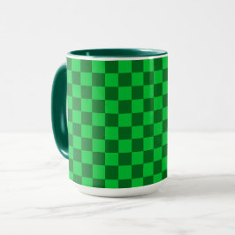 Caneca Padrão de Xadrez Verde com Dois Tons