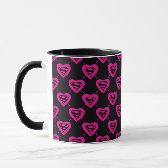 Caneca Padrão Diagonal de Corações de Supermenina (Esquerda)