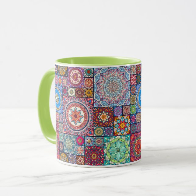 Caneca Padrão do Azulejo Mandala (Frente Esquerda)