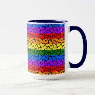 Caneca Padrão do Coração Arco-Íris