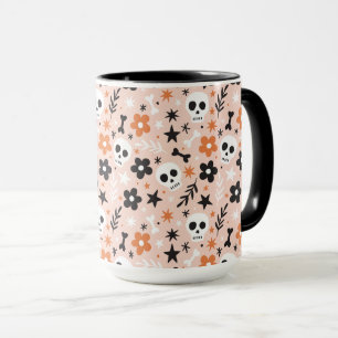 Caneca Padrão do crânio da flor