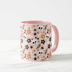 Caneca Padrão do crânio da flor