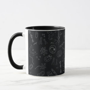 Caneca Padrão do diagrama de biologia branco em preto