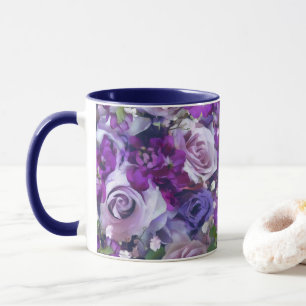 Caneca Padrão do Jardim das Flores Violet Lilac Rosa