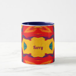 Caneca Padrão do KERRY ~ Zany ~ Azul Vermelho Amarelo e L