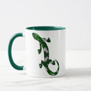 Caneca Padrão do mosaico verde Gecko Lizard Reptile Art
