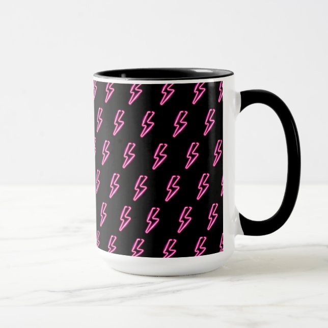 Caneca Padrão do raio-relâmpago cor-de-rosa (Direita)