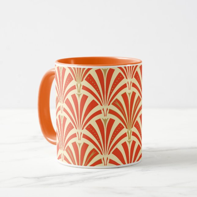 Caneca Padrão do ventilador Art Deco - laranja-mandarina (Frente Esquerda)