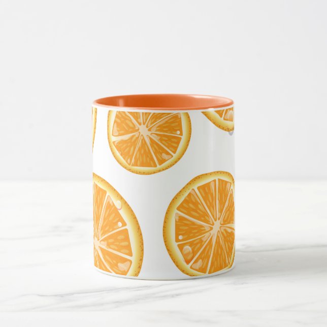 Caneca Padrão em estilo retrô de fatias de laranja. (Centro)